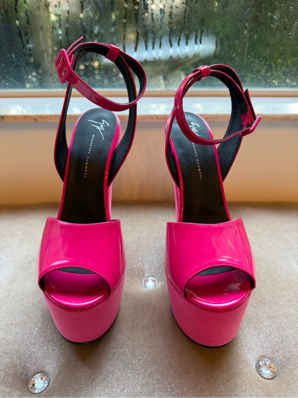Giuseppe Zanotti Tarifa platform sandals Hot Pink Patent {EU 42}